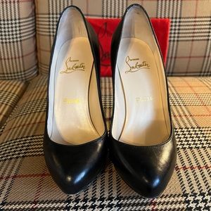 Christian Louboutin. Black leather. 100mm heel. Size EU 38